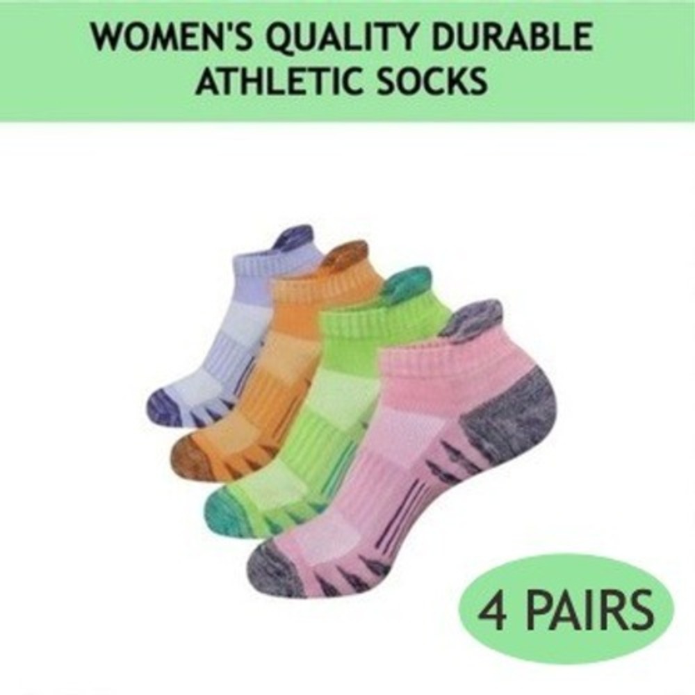 Colorful Athletic Women's Tab Socks M/L 4 PACK Low Cut‎ High Quality NEW